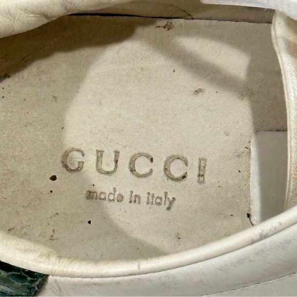 Gucci Ace Embroidered Sneakers White Leather Web Stripe Bee Green Red Size 5.5 - Picture 8 of 14